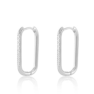 Rechthoek met diamant detail - zilver